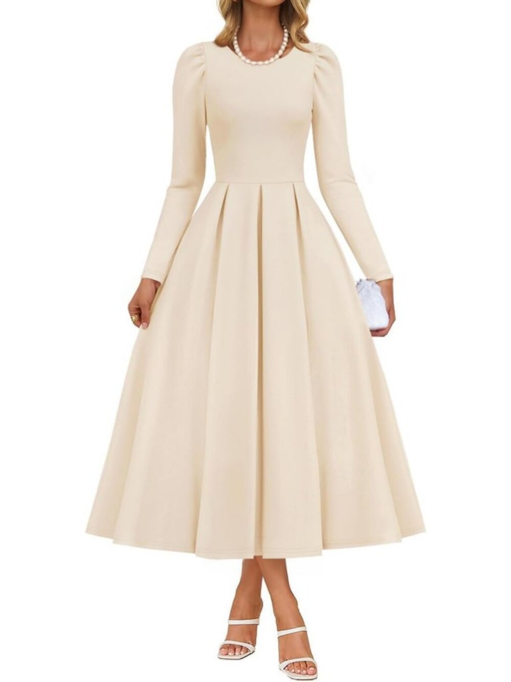 Chic Women's Fall Long Sleeve Midi Dress for Wedding Guests & Formal Events